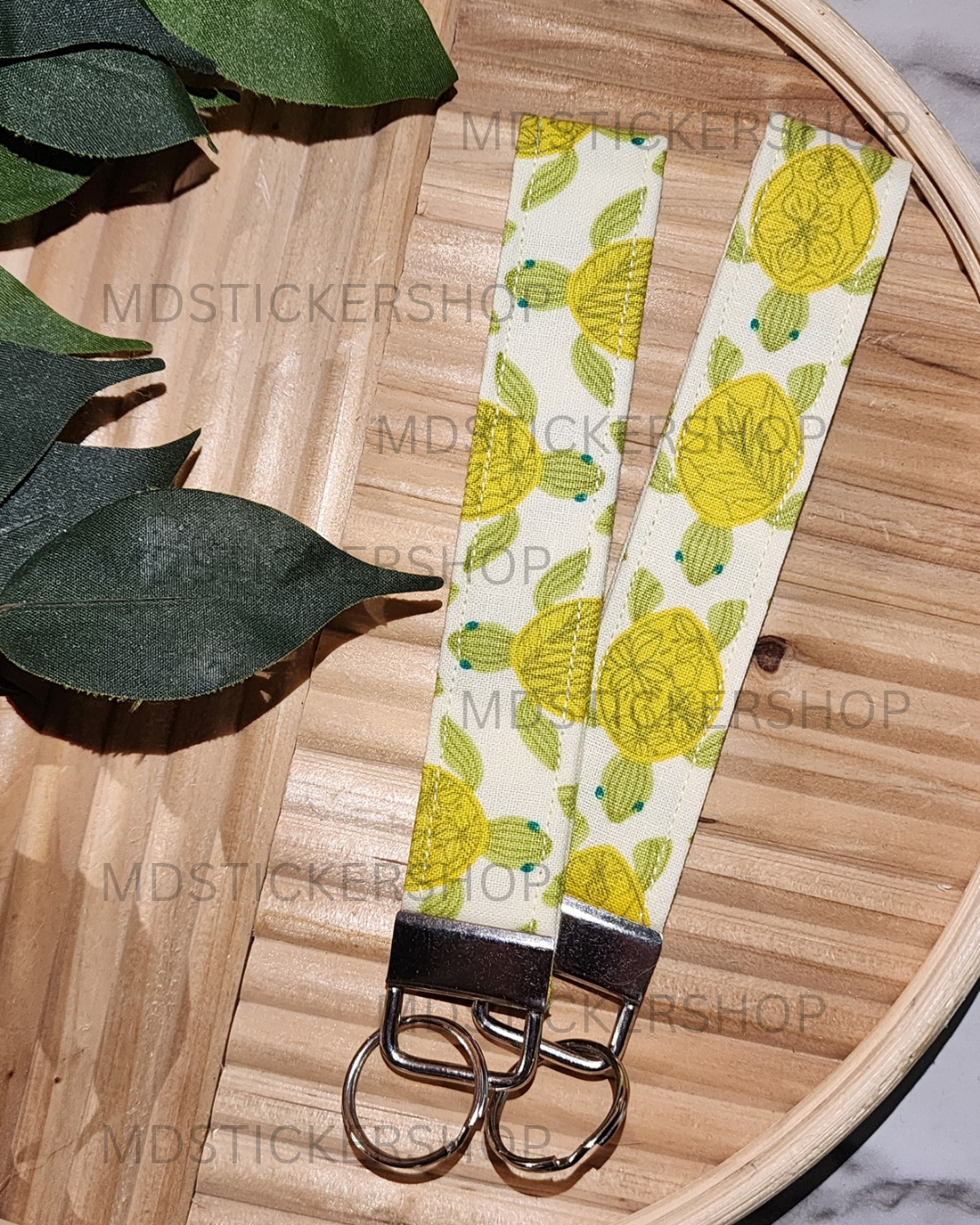 Turtle Print Fabric Keychain, Key Fob