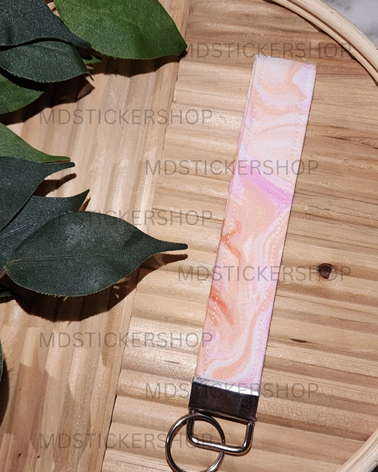 Sorbet Swirl Print Fabric Keychain, Key Fob