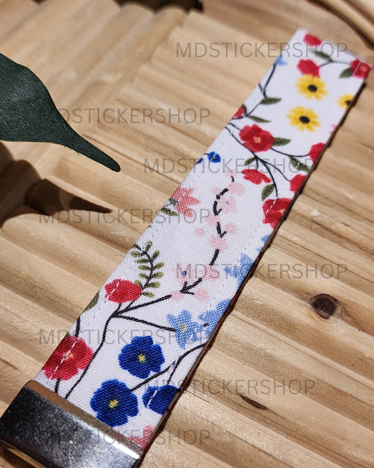 Marley Floral Print Fabric Keychain, Key Fob