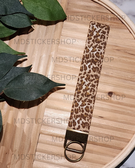 Soft Leopard Print Fabric Keychain, Key Fob