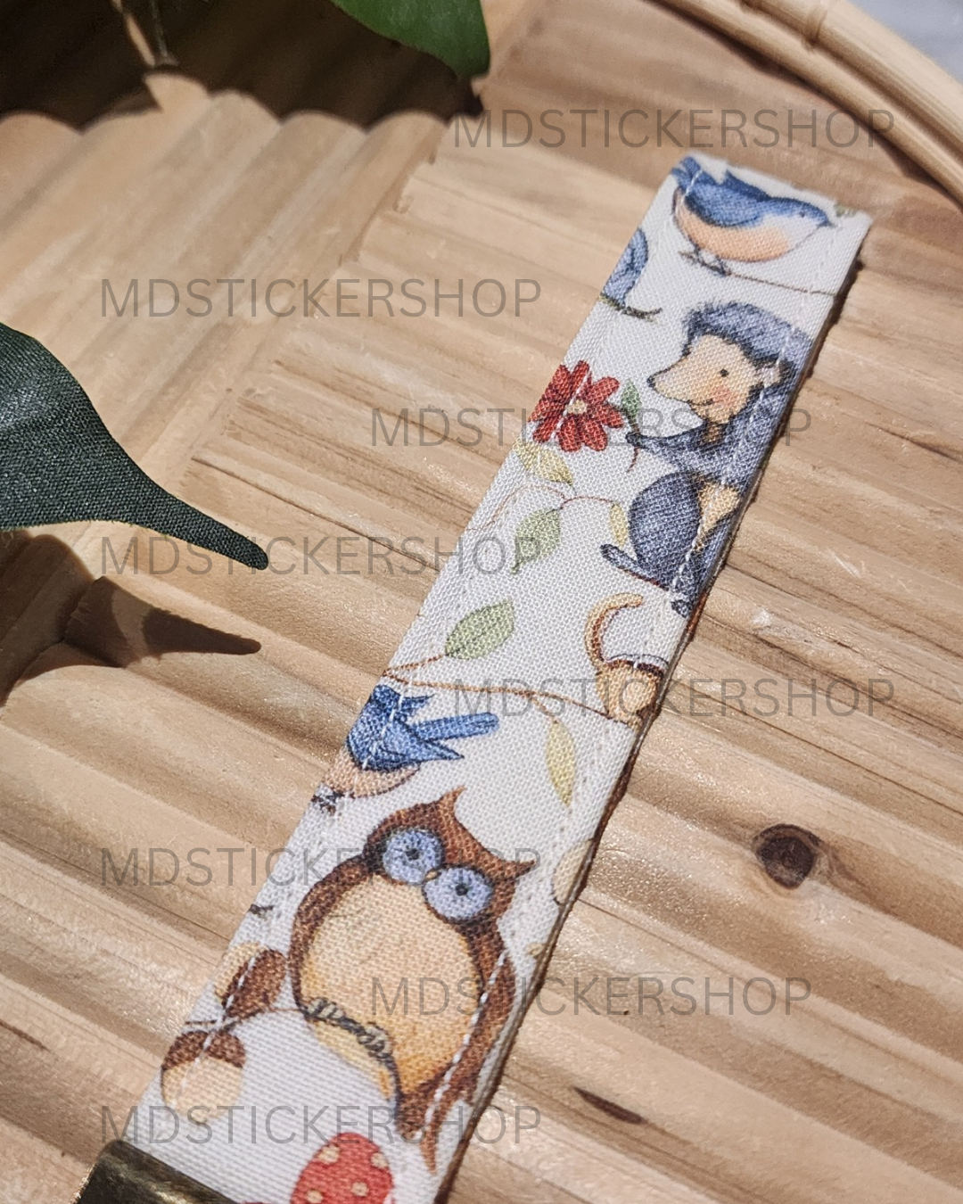 Forest Friends Print Fabric Keychain, Key Fob