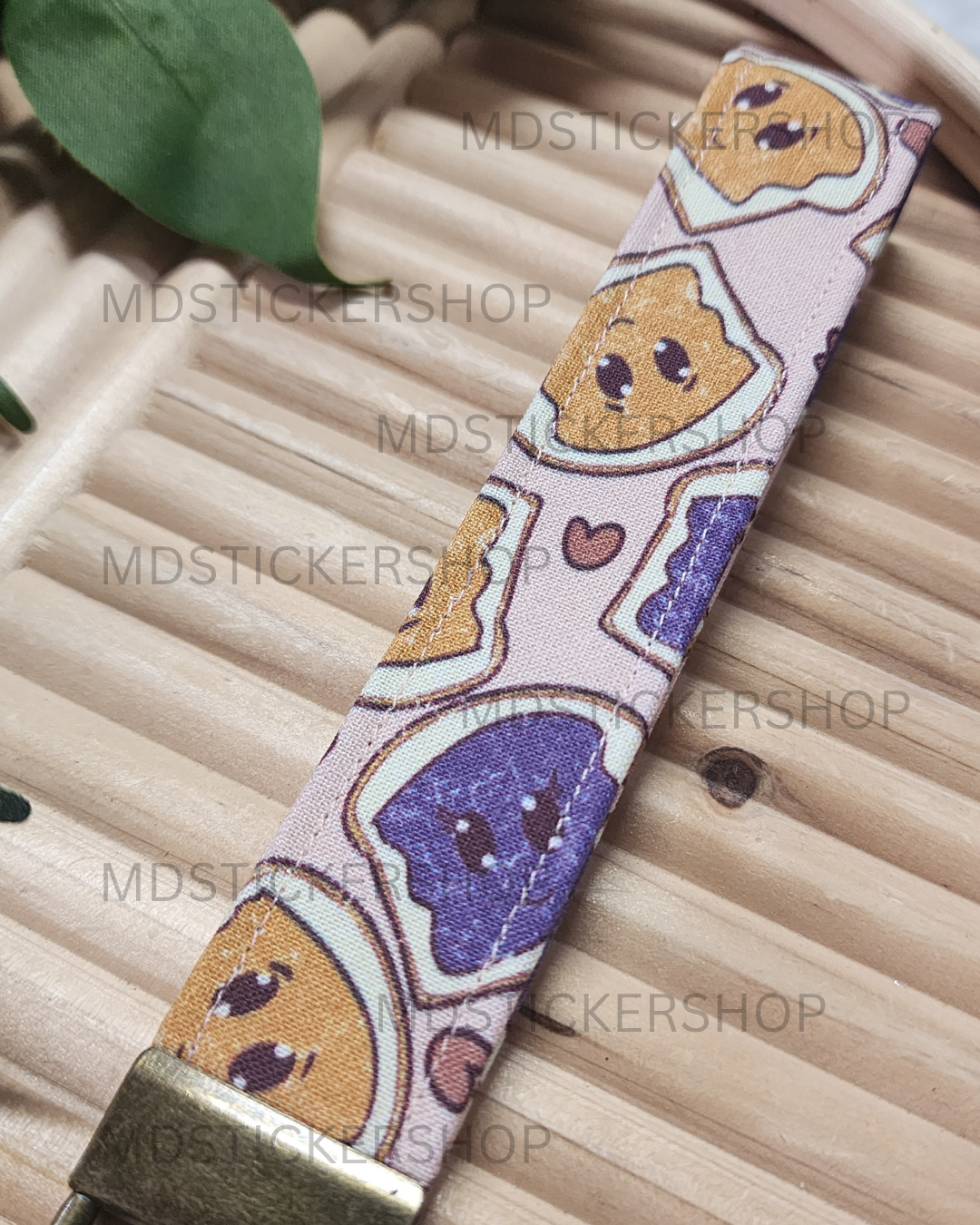 PB&J Cartoon Print Fabric Keychain, Key Fob