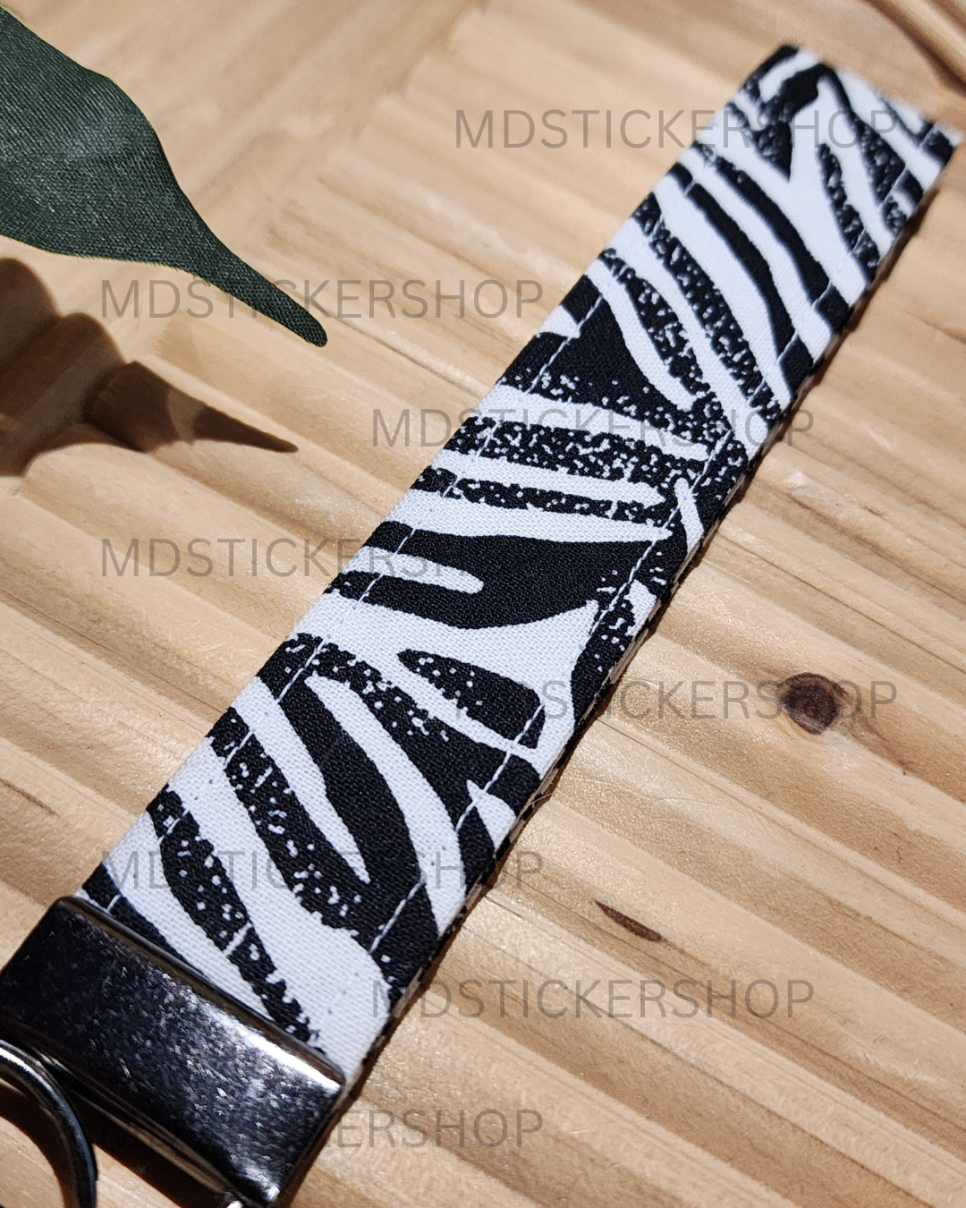 Zebra Print Fabric Keychain, Key Fob