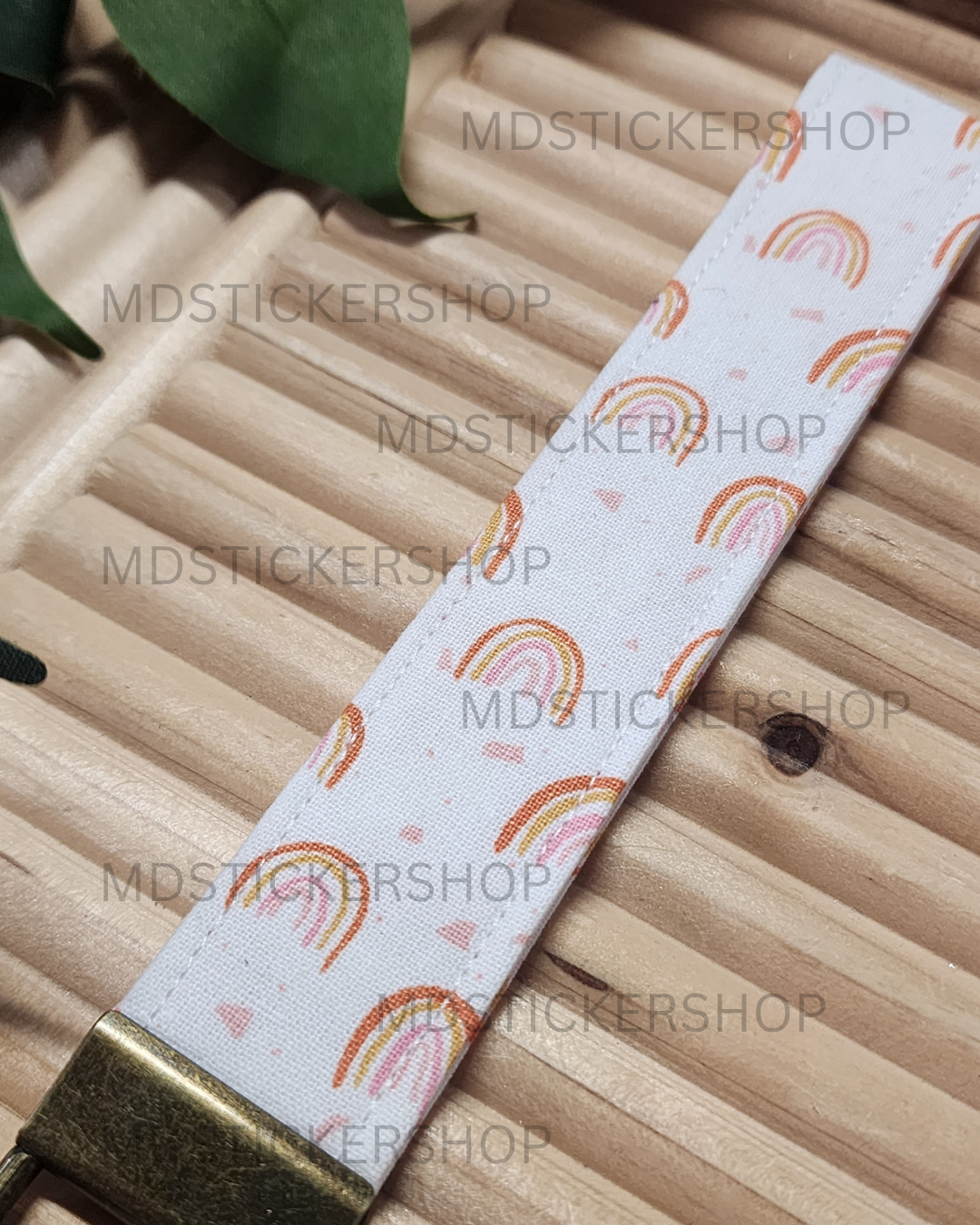 Rainbow Terazzo Print Fabric Keychain, Key Fob