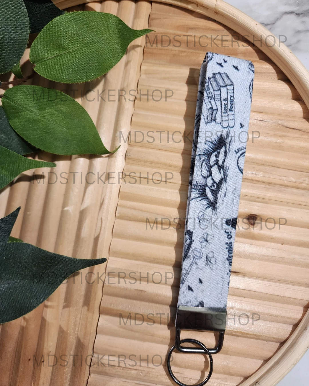 Poets Print Fabric Keychain, Key Fob