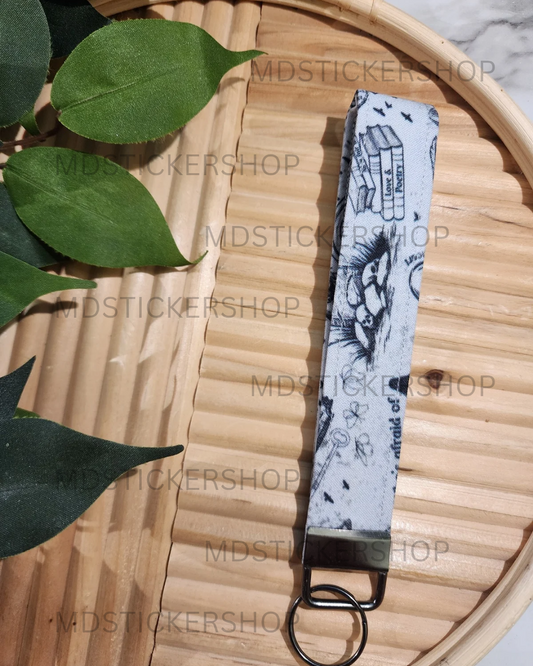Poets Print Fabric Keychain, Key Fob