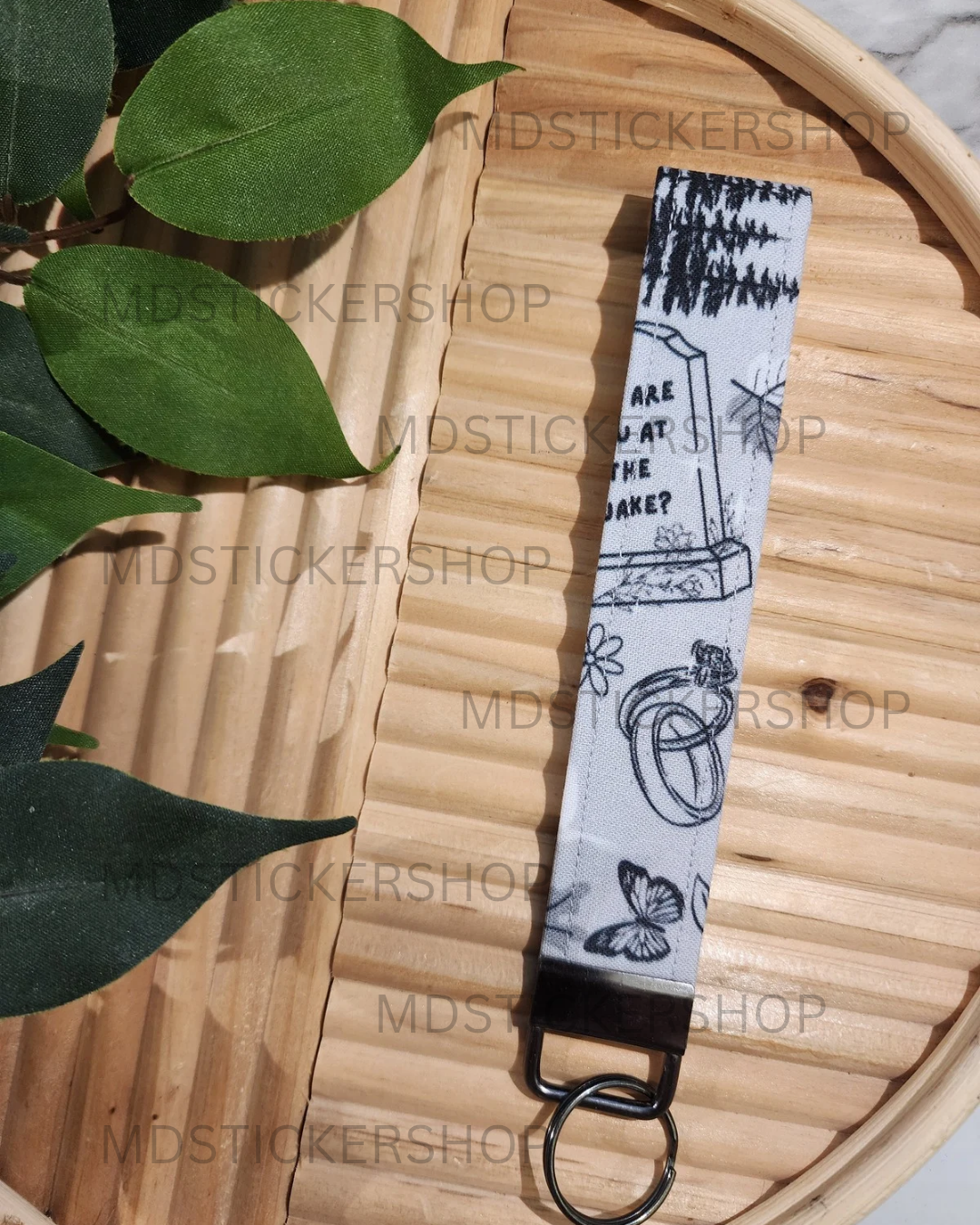 Folklore Print Fabric Keychain, Key Fob
