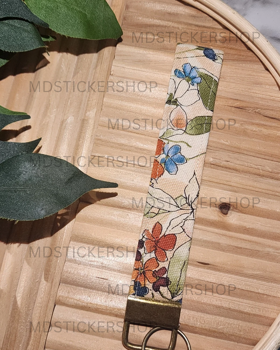 Marley Floral Print Fabric Keychain, Key Fob