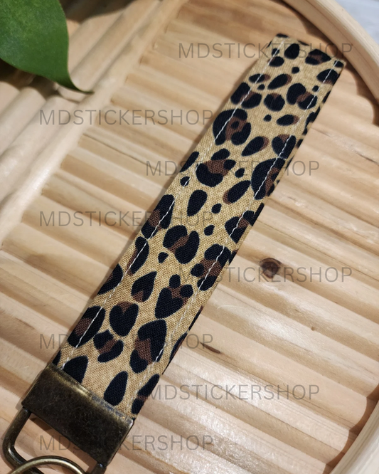 Cheetah Girl Print Fabric Keychain, Key Fob