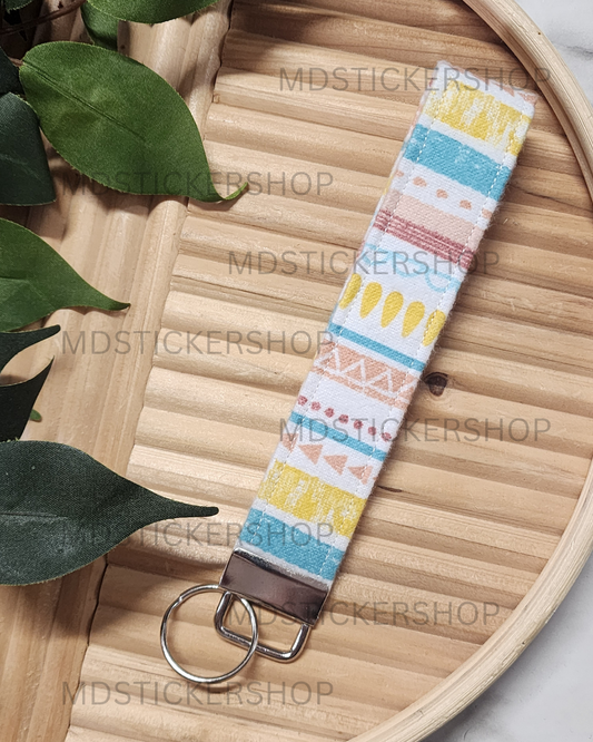Darcy Stripe Print Fleece Fabric Keychain, Key Fob