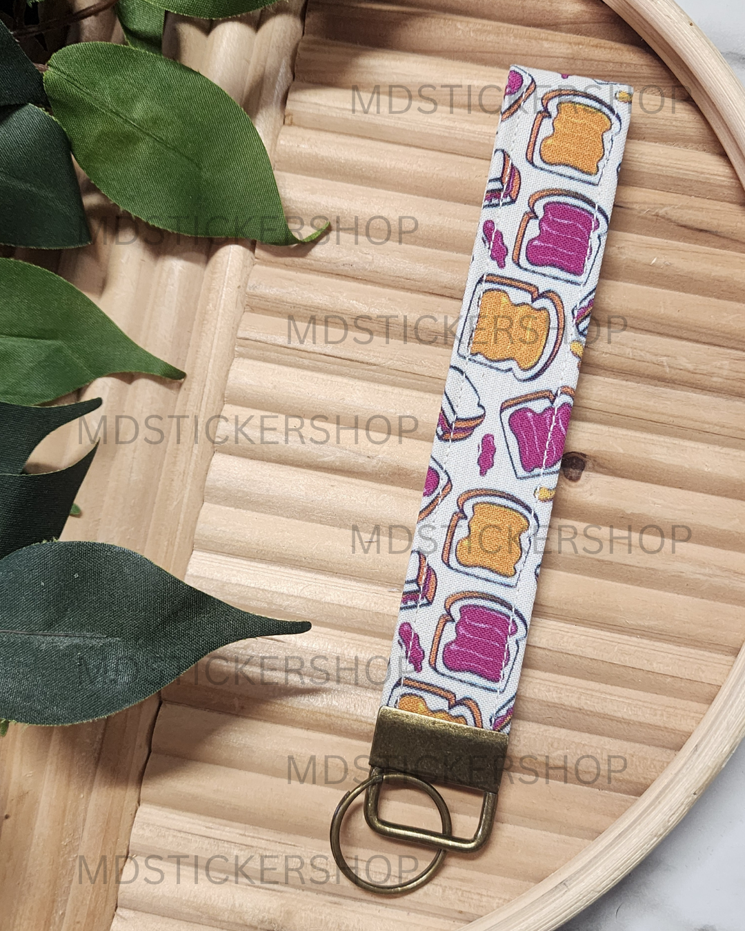 PB&J Print Fabric Keychain, Key Fob