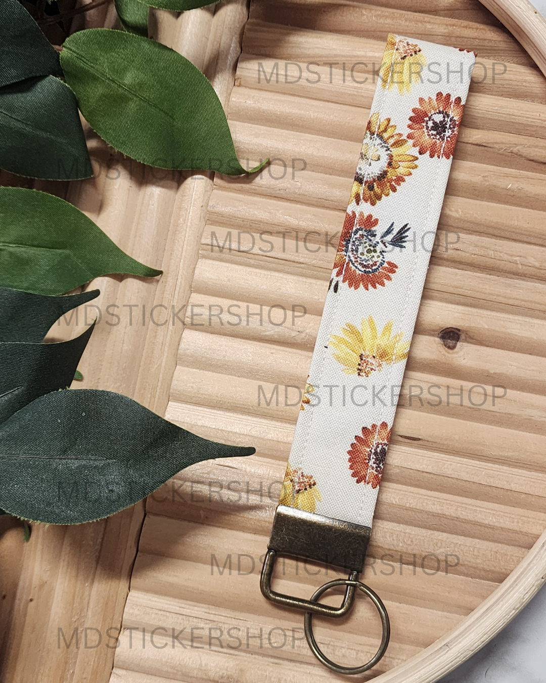 Harvest Floral Print Fabric Keychain, Key Fob