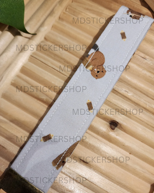 Beaver Print Fabric Keychain, Key Fob