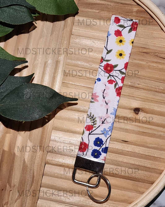 Marley Floral Print Fabric Keychain, Key Fob