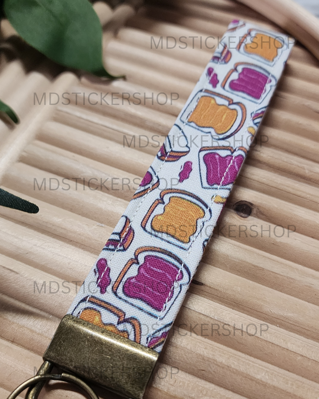 PB&J Print Fabric Keychain, Key Fob