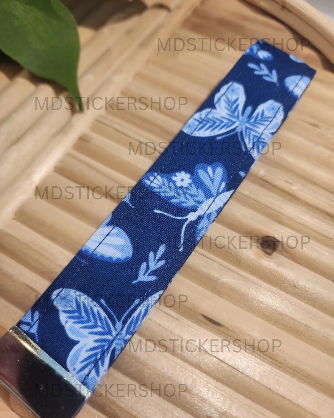Blue Butterfly Print Fabric Keychain, Key Fob
