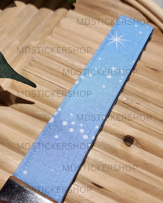 Pastel Star Print Fabric Keychain, Key Fob