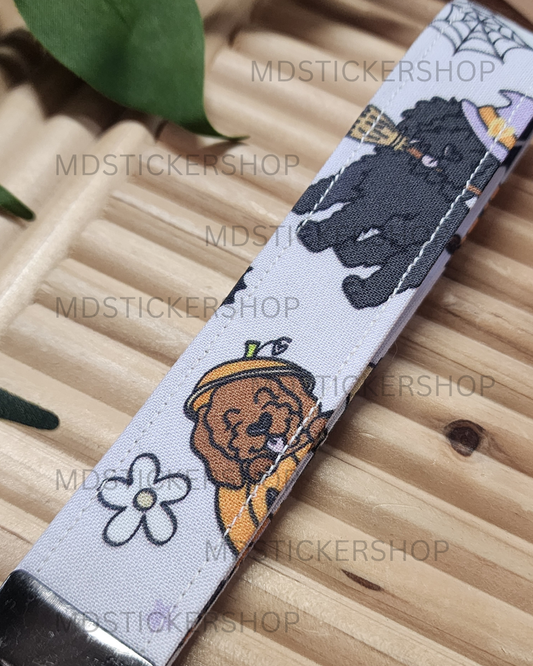 Spooky Pups Print Fabric Keychain, Key Fob