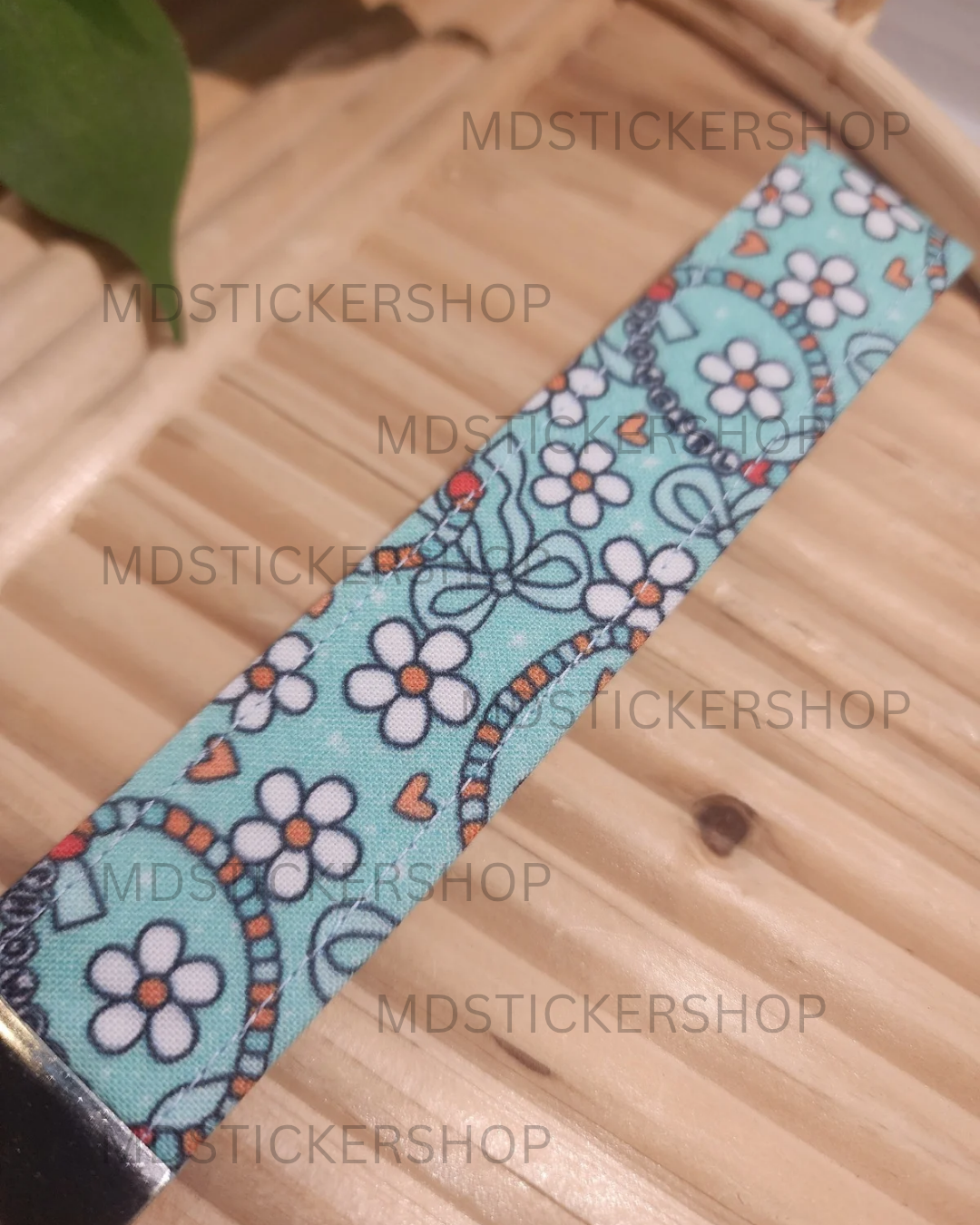 Showgirl Friendship Bracelets in Mint Print Fabric Keychain, Key Fob
