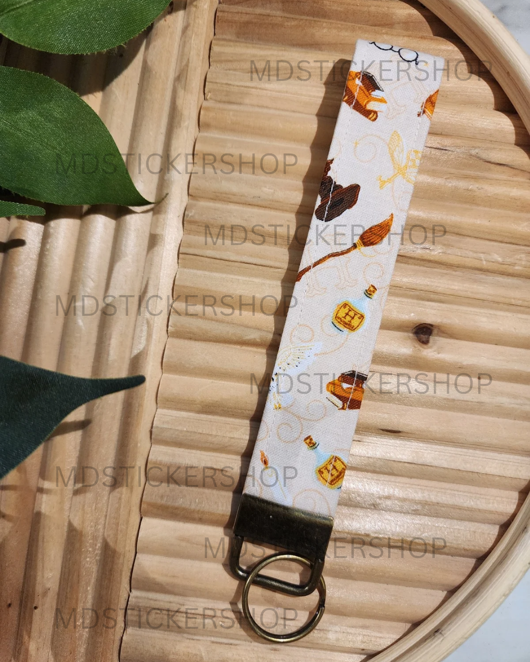 Wizard Icon Print Fabric Keychain, Key Fob