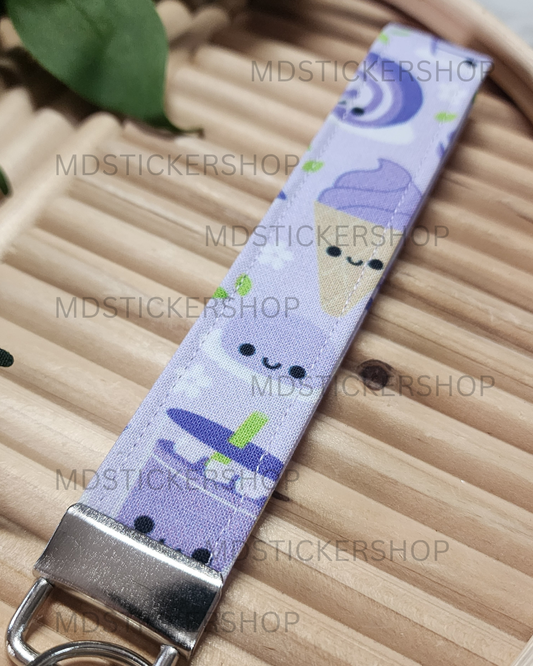 Kawaii Food Print Fabric Keychain, Key Fob