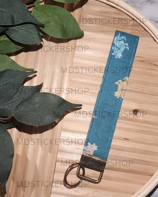 Triceratops Print Fabric Keychain, Key Fob