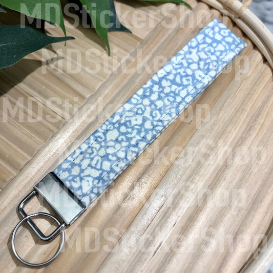 Robin Egg Blue Speckled Print Fabric Keychain