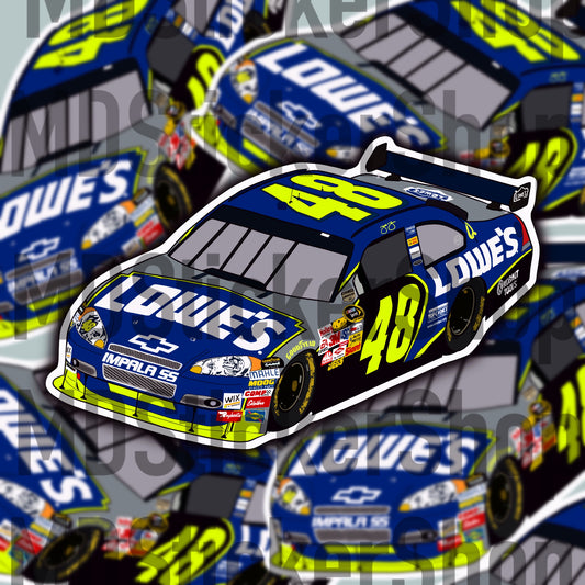 Jimmie Johnson #48 NASCAR Cup Driver Lowe’s Car Vinyl Sticker