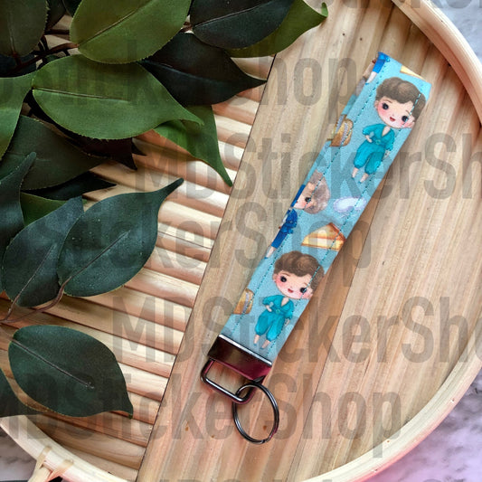 Golden Gals Cartoon Print Fabric Keychain