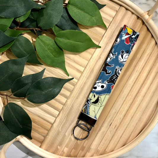 A Nightmare Before Christmas Blue Print Fabric Keychain, Key Fob