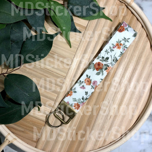 Vintage Floral Print Fabric Keychain