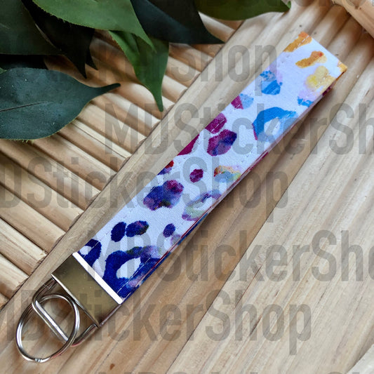 Colorful Cheetah Print Fabric Keychain