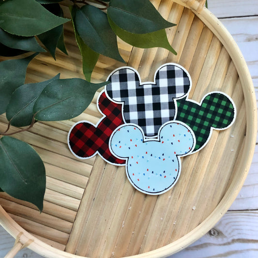 Holiday Print Mouse Silhouette Vinyl Sticker