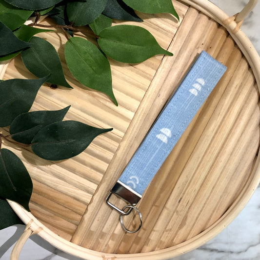 Blue Arch Print Fabric Keychain, Key Fob