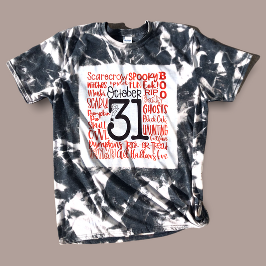 October 31 Typography Bleached Shirt
