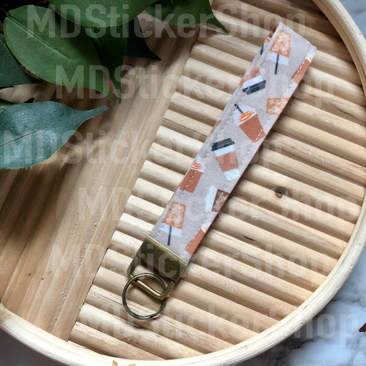 Coffee Lover Print Fabric Keychain