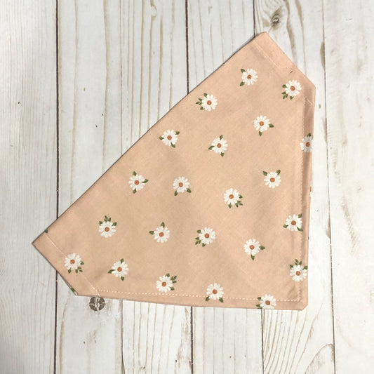 Pink Daisy Print Fabric Pet Bandana
