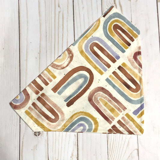 Watercolor Abstract Rainbows Print Fabric Pet Bandana