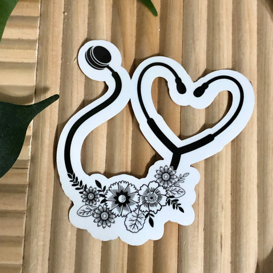 Floral Stethoscope Vinyl Sticker