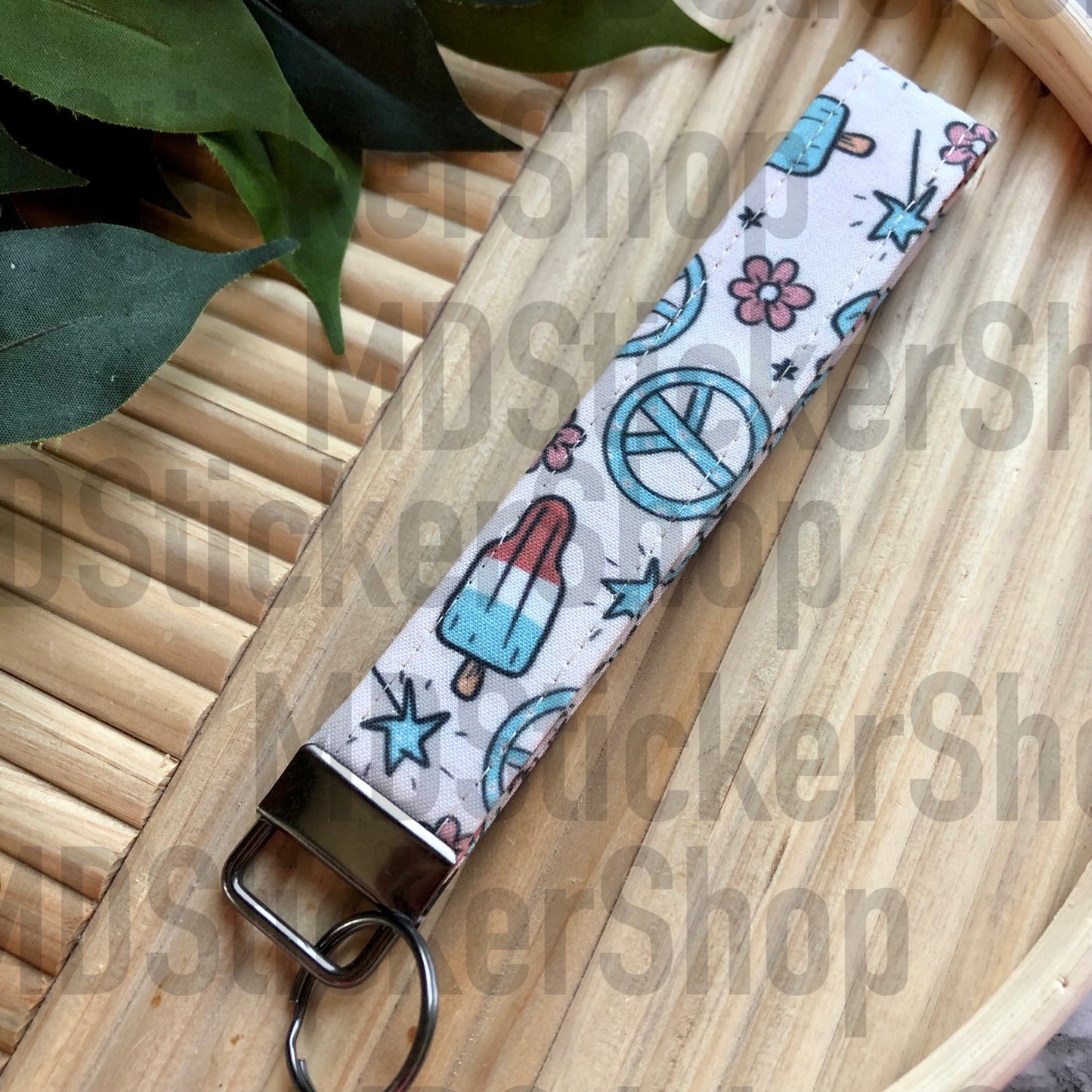 Peace & Popsicles Print Fabric Keychain