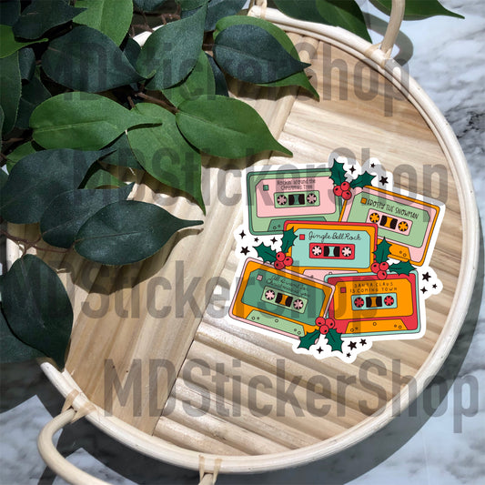 Christmas Song Casettes Vinyl Sticker