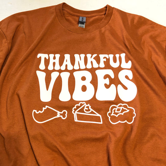 Thankful Vibes Texas Orange Tee