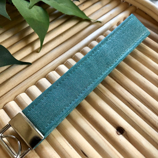 Blue/Green Metallic Print Fabric Keychain, Key Fob