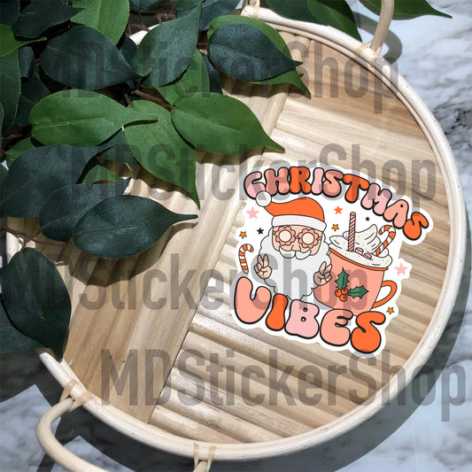 Christmas Vibes Santa Vinyl Sticker