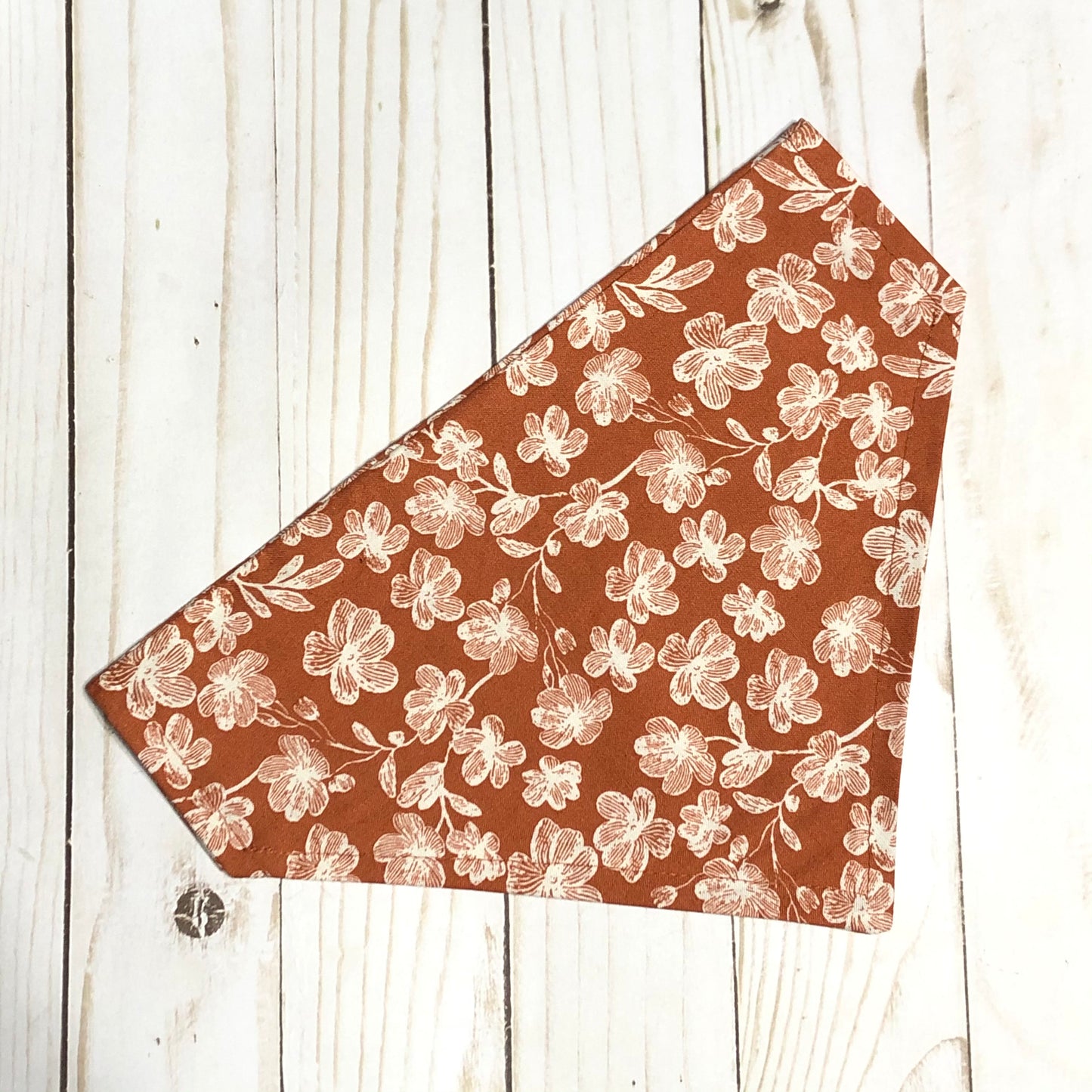 Rust Fall Floral Print Fabric Pet Bandana