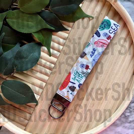Beach Print Fabric Keychain