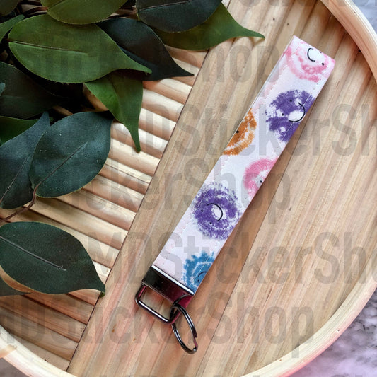 Smiley Dot Print Fabric Keychain