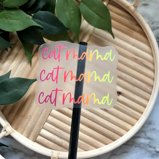 Clear Ombré Cat Mama Waterproof Vinyl Sticker