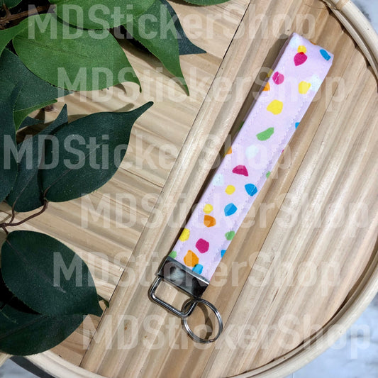Pink Terazzo Print Fabric Keychain