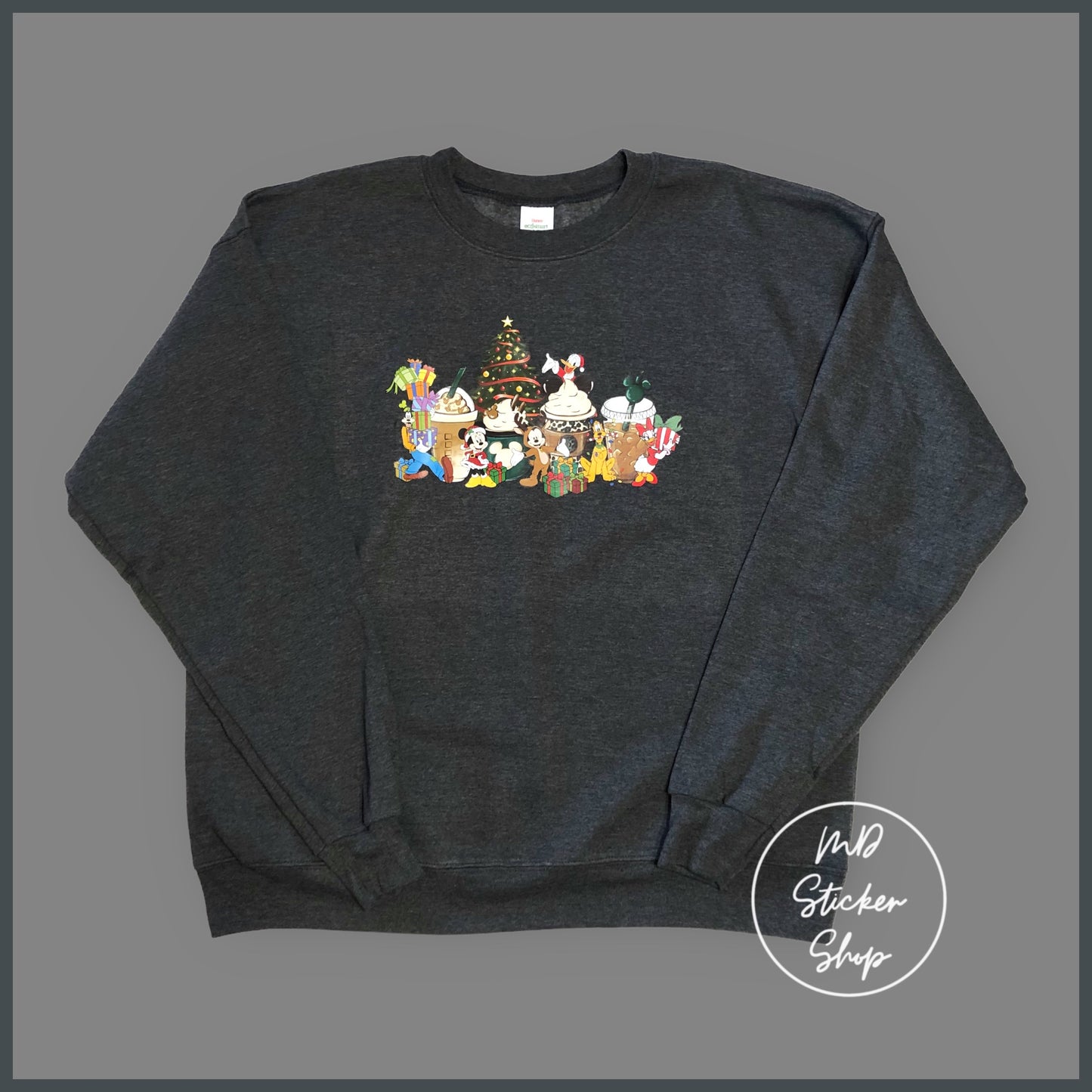 Holiday Mickey Latte Charcoal Heather Pullover, Sweatshirt